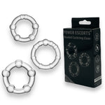 Power Escorts - BR251 Clear - Beaded Cockring 3 Pack - Super Stretchable - Colourbox