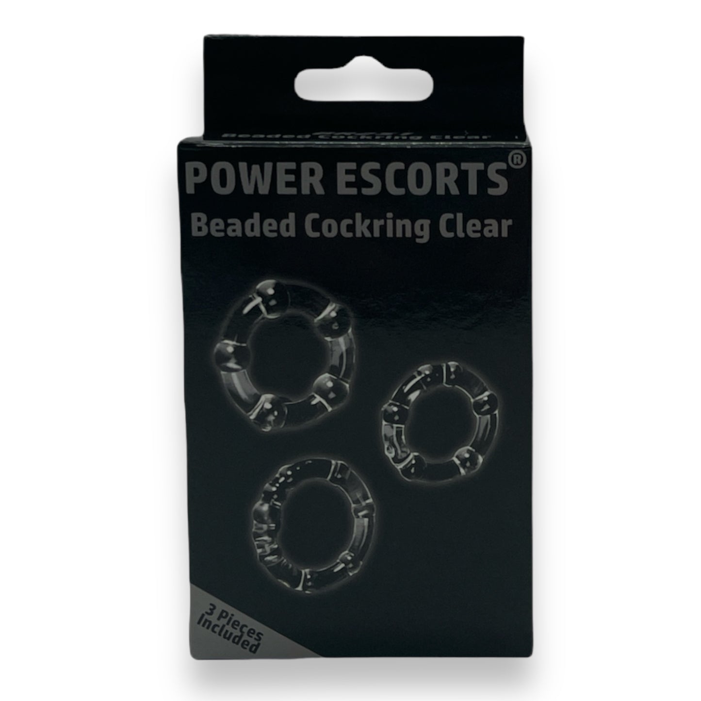 Power Escorts - BR251 Clear - Beaded Cockring 3 Pack - Super Stretchable - Colourbox