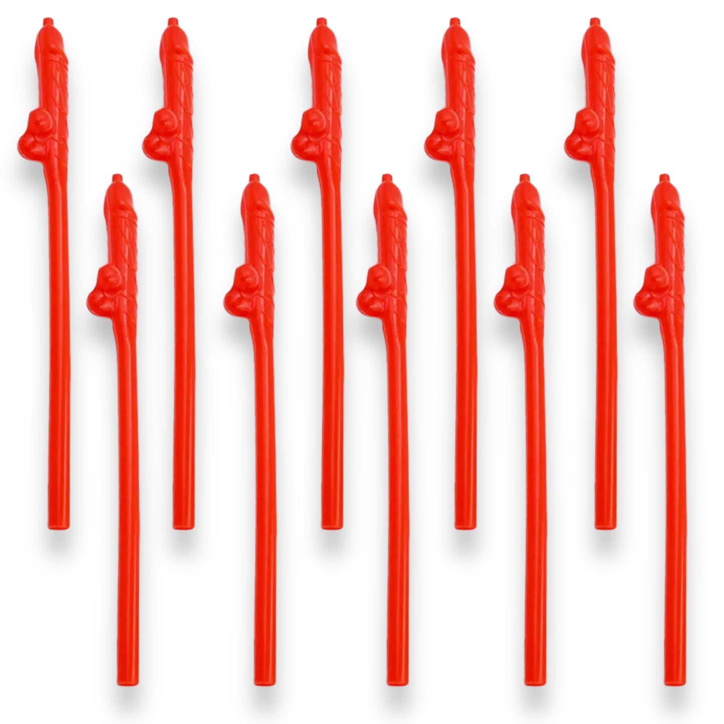 Kinky Pleasure - KP007 - Penis Straws - 10pcs - Red - New Package