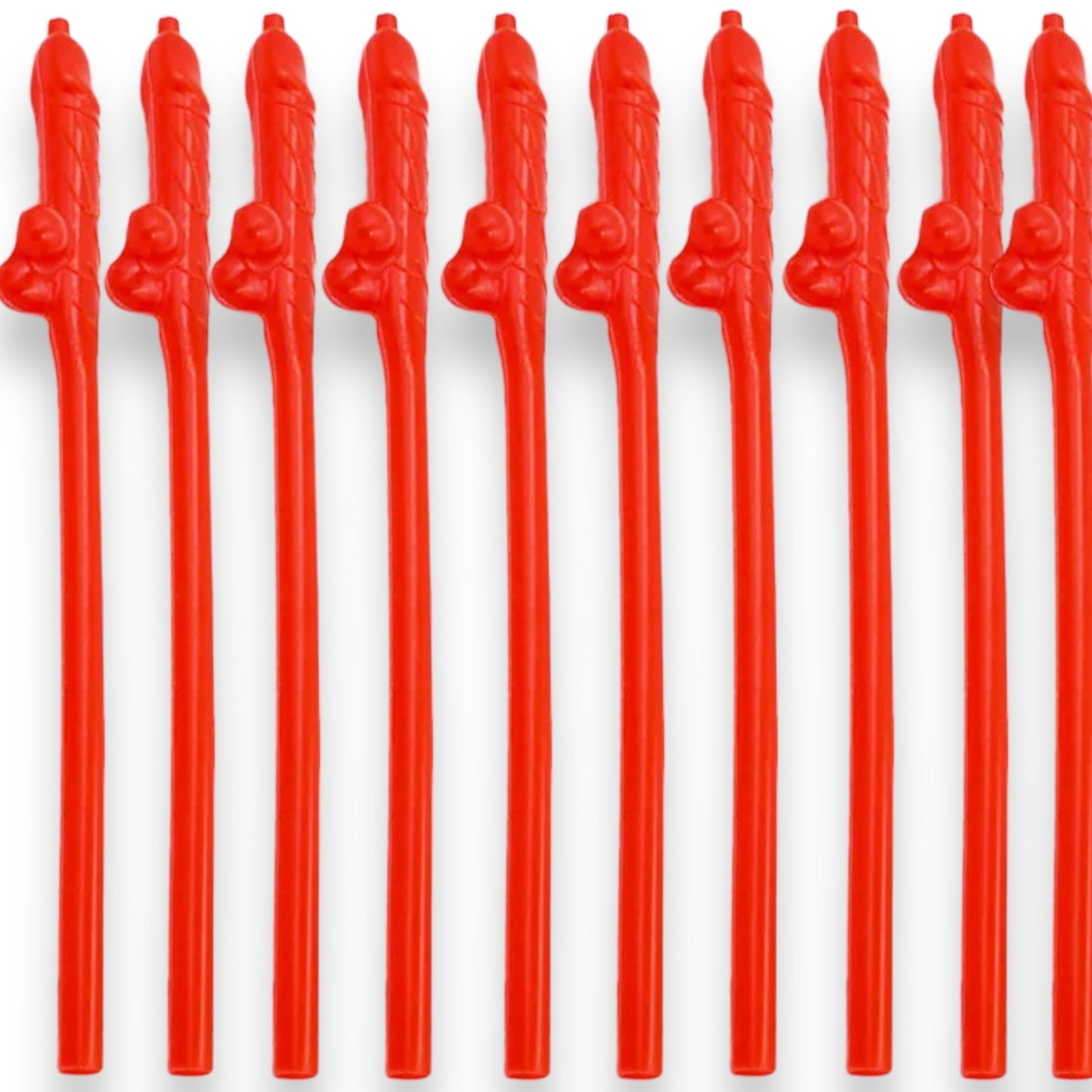 Kinky Pleasure - KP007 - Penis Straws - 10pcs - Red - New Package