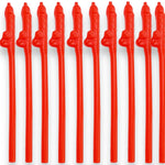 Kinky Pleasure - KP007 - Penis Straws - 10pcs - Red - New Package