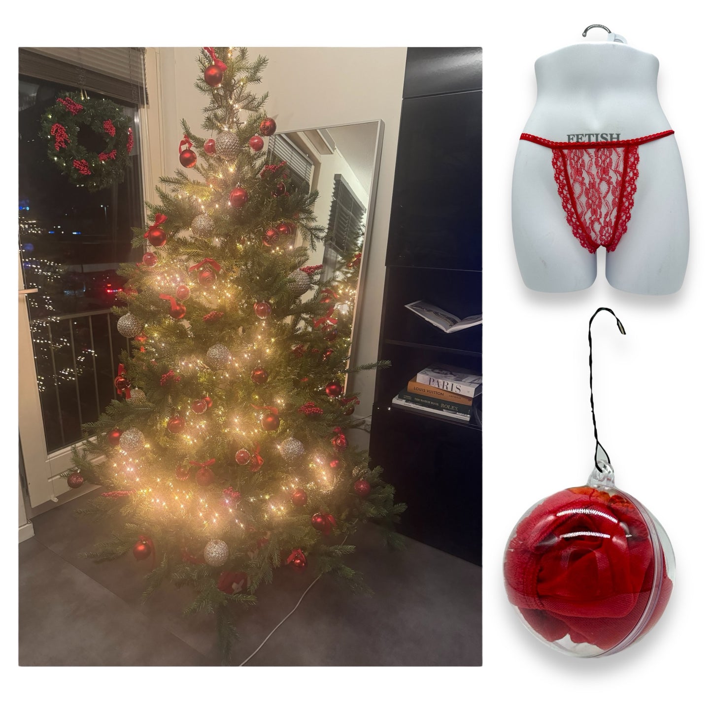 Kinky Pleasure - T134 - Christmas Tree Bal With Red Slip Inside