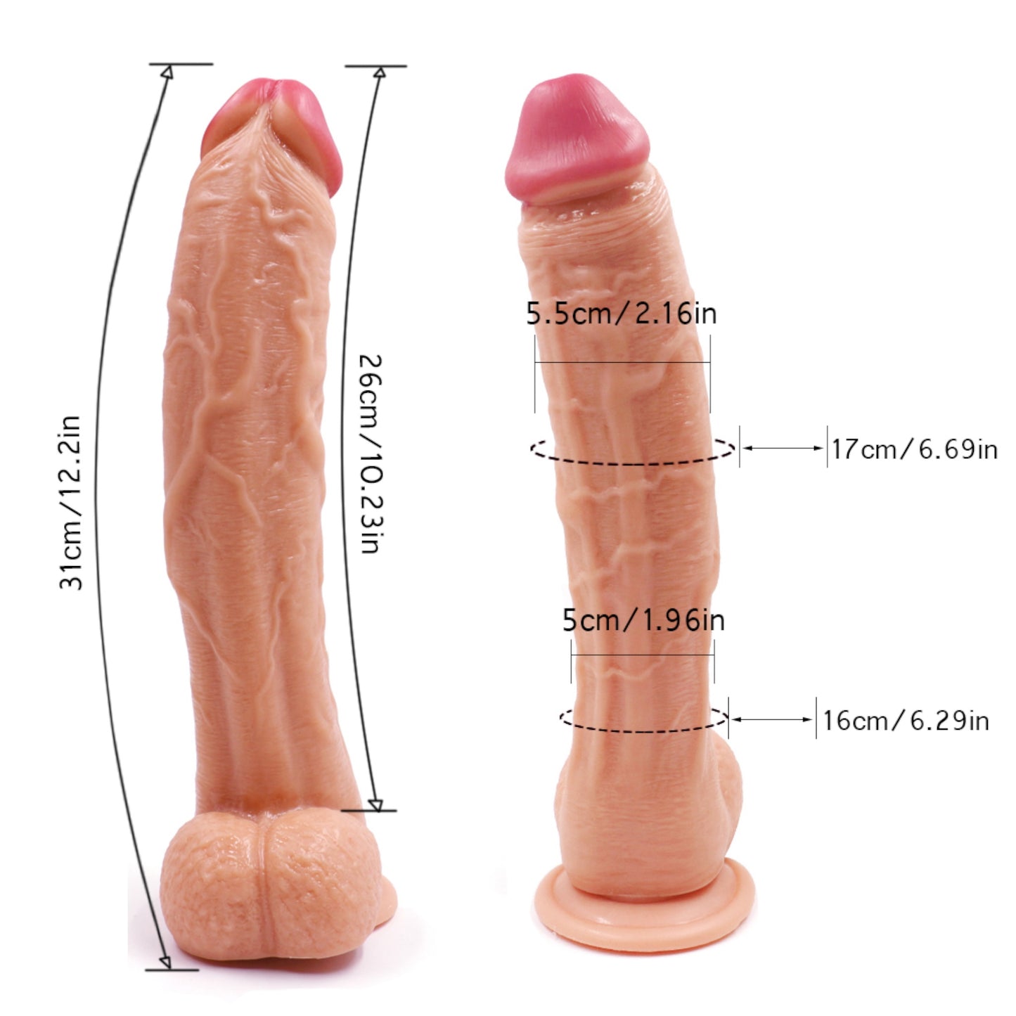 Power Escorts - BR231 - Flesh - Monster John 12,2'' Mega Realistic Dildo - 31 CM