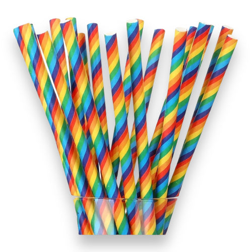 Kinky Pleasure - T088 - Rainbow Colour Paper Straws - 10 Pieces - 200x5mm