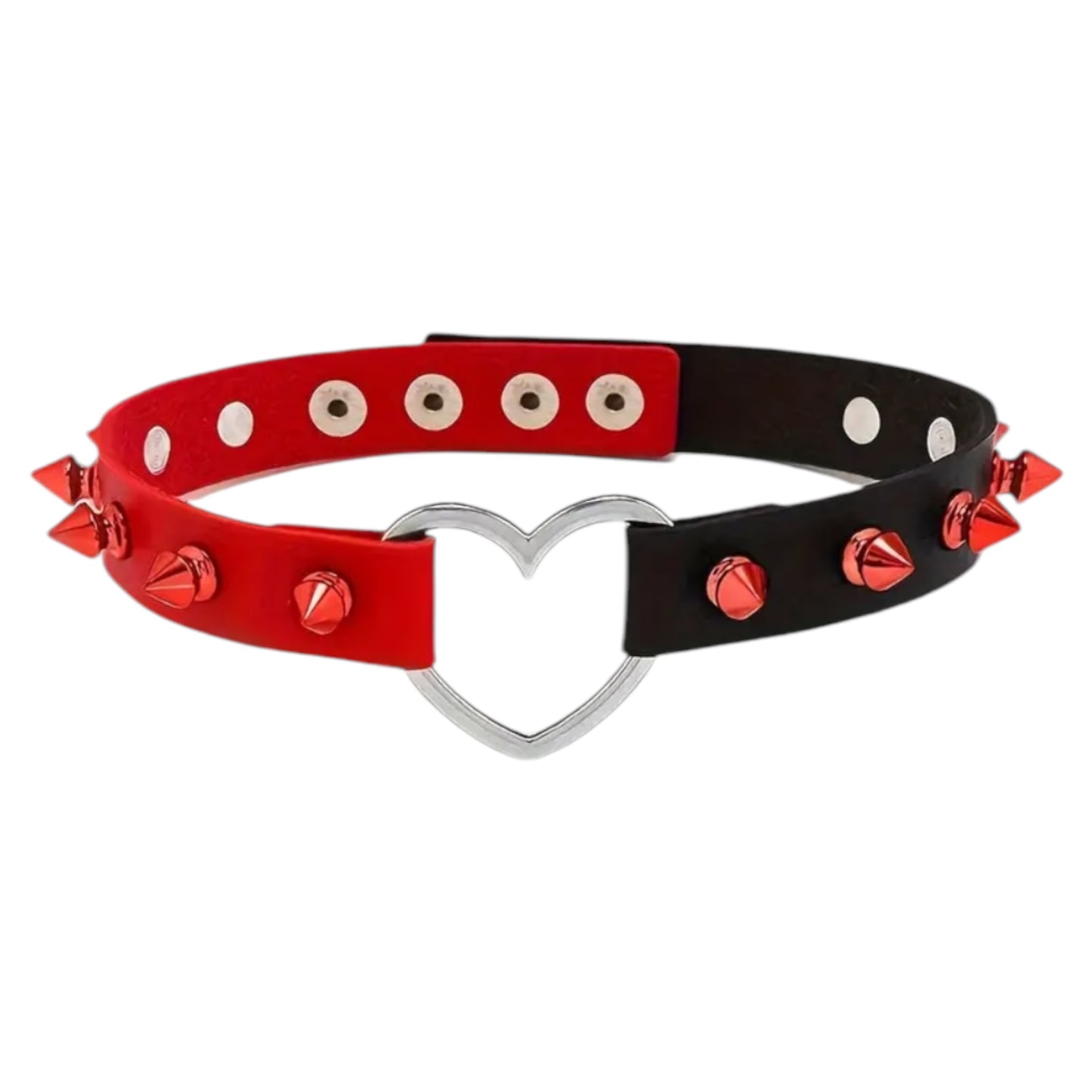 Kinky Pleasure - T176 - Choker Heart Extreme With Spikes in Red With Black