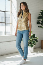 Glossy Gold Kinky Bodywarmer Wth Zipper
