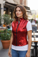 Combi Deal - Glossy Red Kinky Bodywarmer Wth Zipper And Matching Boxer