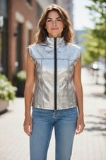 Glossy Silver Kinky Bodywarmer Wth Zipper