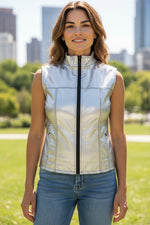 Glossy Silver Kinky Bodywarmer Wth Zipper