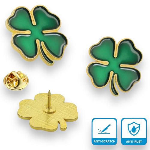 Kinky Pleasure - KPB073 - Badge / Pin - Shamrock Lucky Flower Green Small
