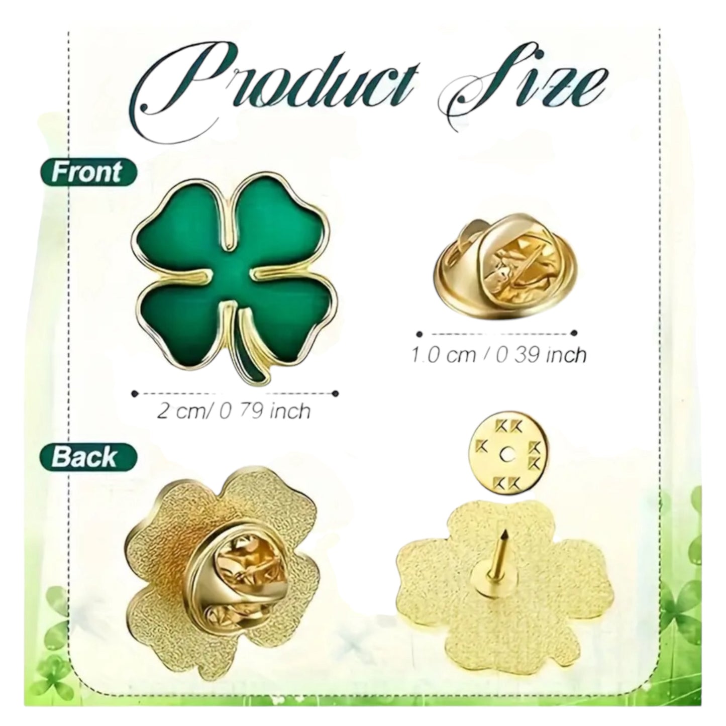 Kinky Pleasure - KPB073 - Badge / Pin - Shamrock Lucky Flower Green Small