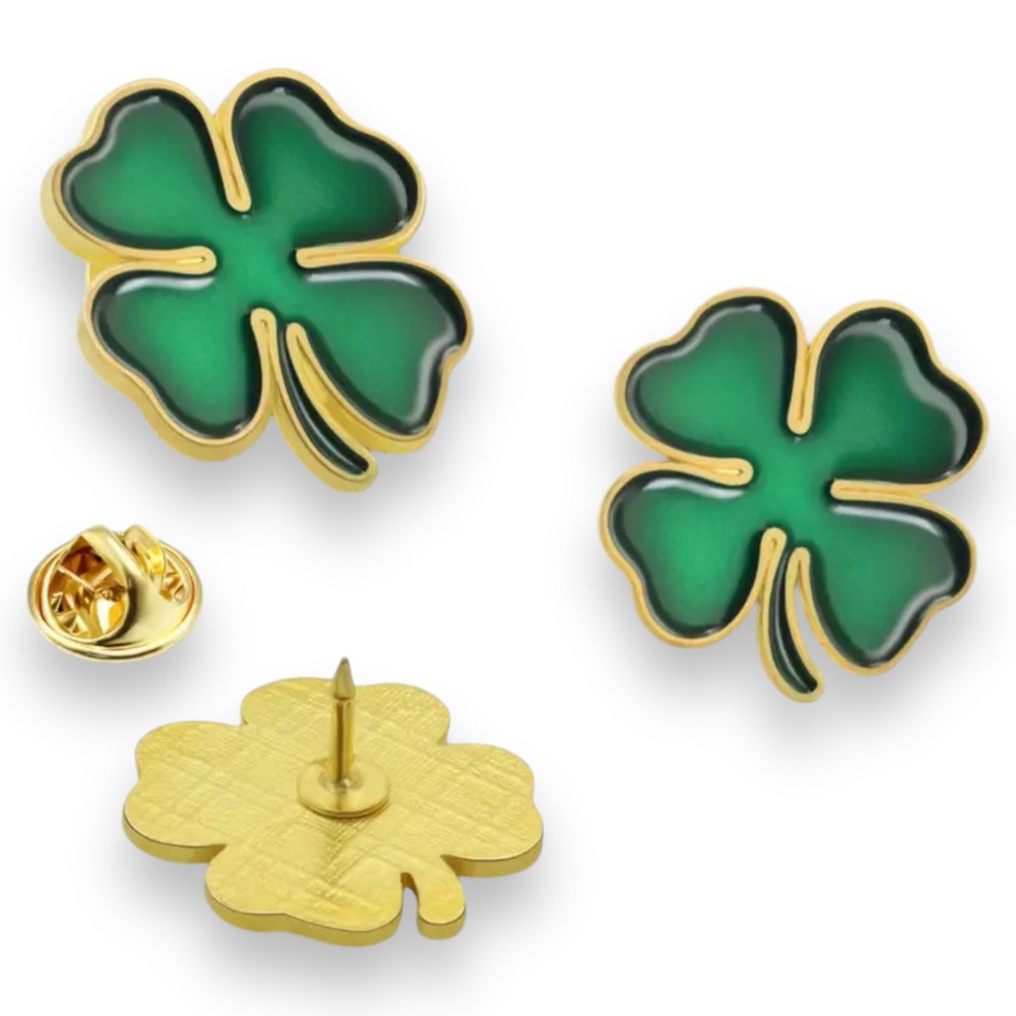 Kinky Pleasure - KPB073 - Badge / Pin - Shamrock Lucky Flower Green Small
