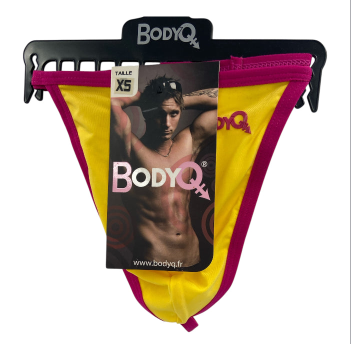 BodyQ Male Lingerie – Thong Yellow Pink Size XS, S, M, L