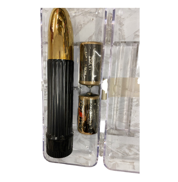 SlimLine Basic Black Gold Vibrator Ribble – 18 cm - Clear box - Club