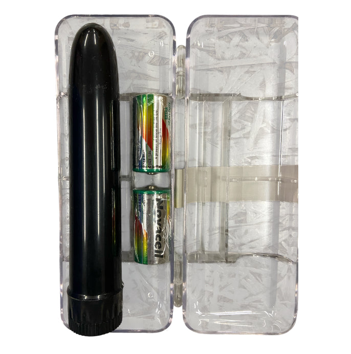Slimline Basic Black Vibrator Smooth – 18 cm - Clear box - Club