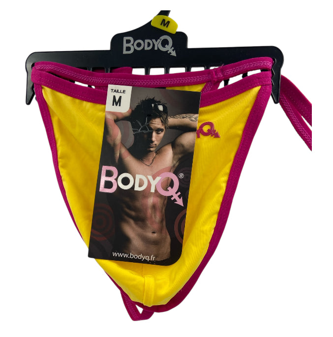 BodyQ Male Lingerie – Thong Yellow Pink Size XS, S, M, L