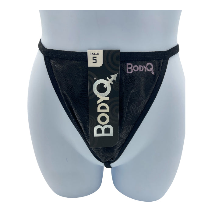 BodyQ Male Lingerie – Thong Black Glossy Size S, M, L