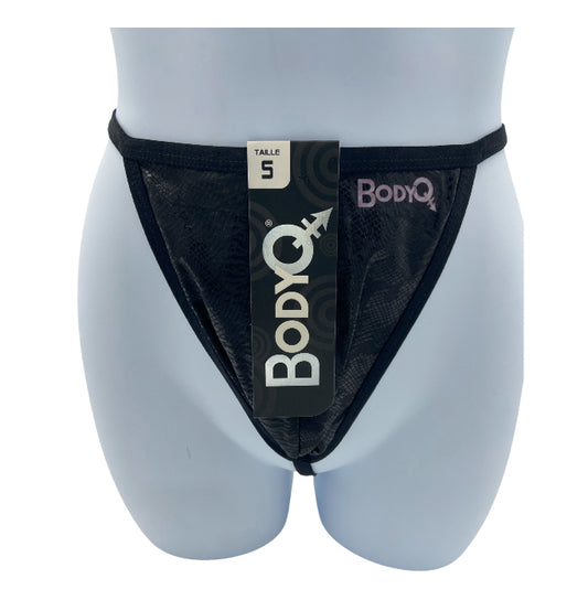 BodyQ Male Lingerie – Thong Black Glossy Size S, M, L