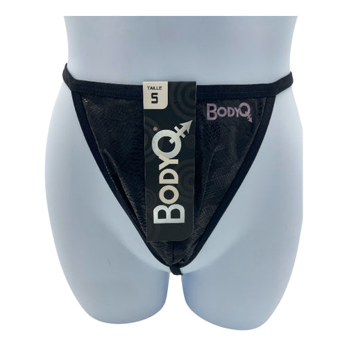 BodyQ Male Lingerie – Thong Black Glossy Size S, M, L