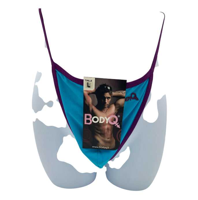 BodyQ - Male Lingerie – Thong Blue Purple - Size XS, S, M, L