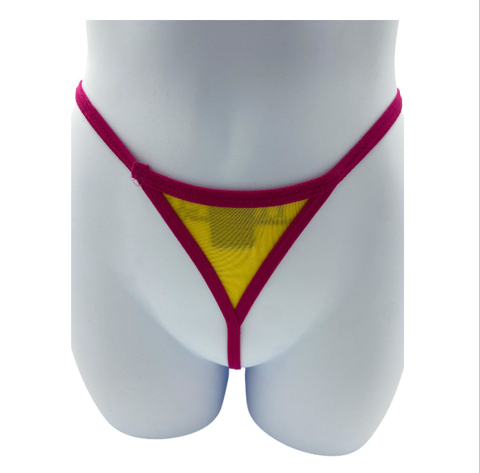 BodyQ Male Lingerie – Thong Yellow Pink Size XS, S, M, L