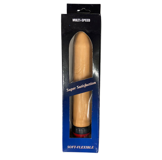 Super Satisfaction Realistic Vibrator – Ribbed Top | Flesh 18 cm – Blue Box - Club