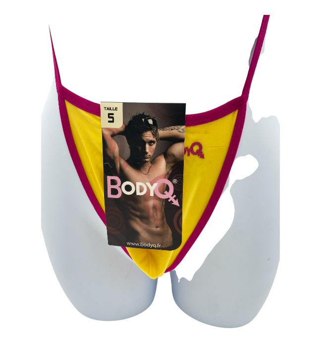 BodyQ Male Lingerie – Thong Yellow Pink Size XS, S, M, L