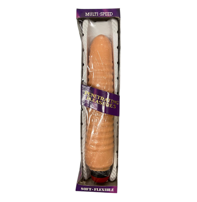 Mega Ribbed Vibrator – 30 cm Length & 5 cm Diameter | Flesh Tone | Clear Box - Club