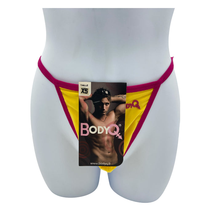 BodyQ Male Lingerie – Thong Yellow Pink Size XS, S, M, L