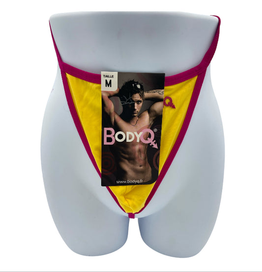 BodyQ Male Lingerie – Thong Yellow Pink Size XS, S, M, L