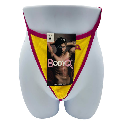 BodyQ Male Lingerie – Thong Yellow Pink Size XS, S, M, L