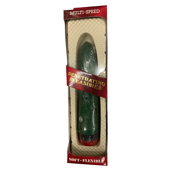 Dark Green Smooth Realistic Vibrator – 18 cm, Battery Operated, Window Box Packaging - Club