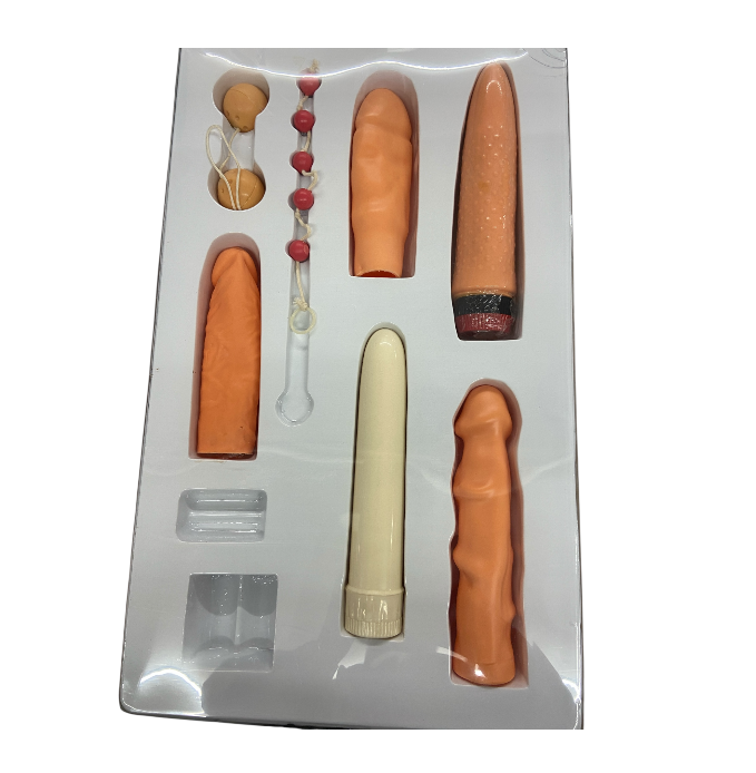 Erotic Gift Set - Girls Starter Pack – 7-Piece Erotic Gift Set with 2 Vibrators, Anal Beads & Kegel Balls - Club