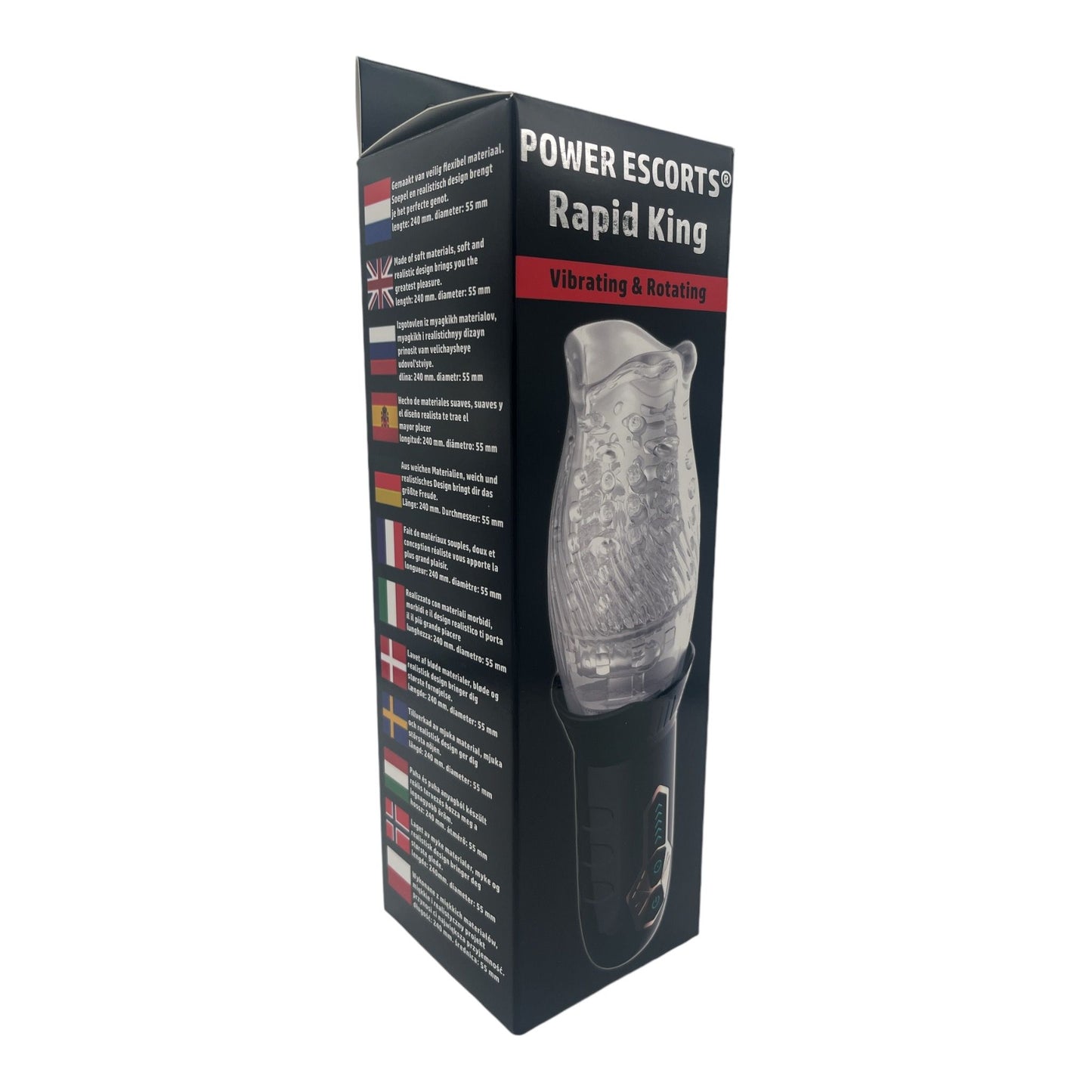 Power Escorts - BR282 - Rapid King - Vibrating & Rotating Maturbator - Transparent