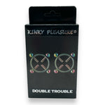 Kinky Pleasure  - NC07- Double Trouble  - Kinky Clamps - 7 Colours - Heavy version - Nipple clamps - Stylish Colourbox