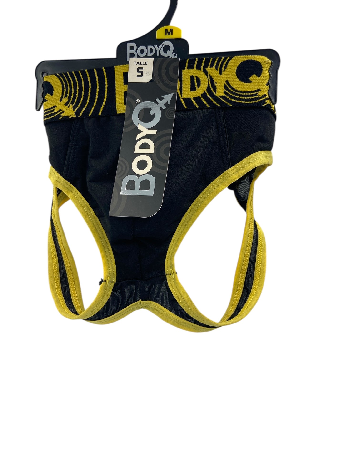 BodyQ Male Lingerie – Jockstrap Black Yellow Size S, M, L
