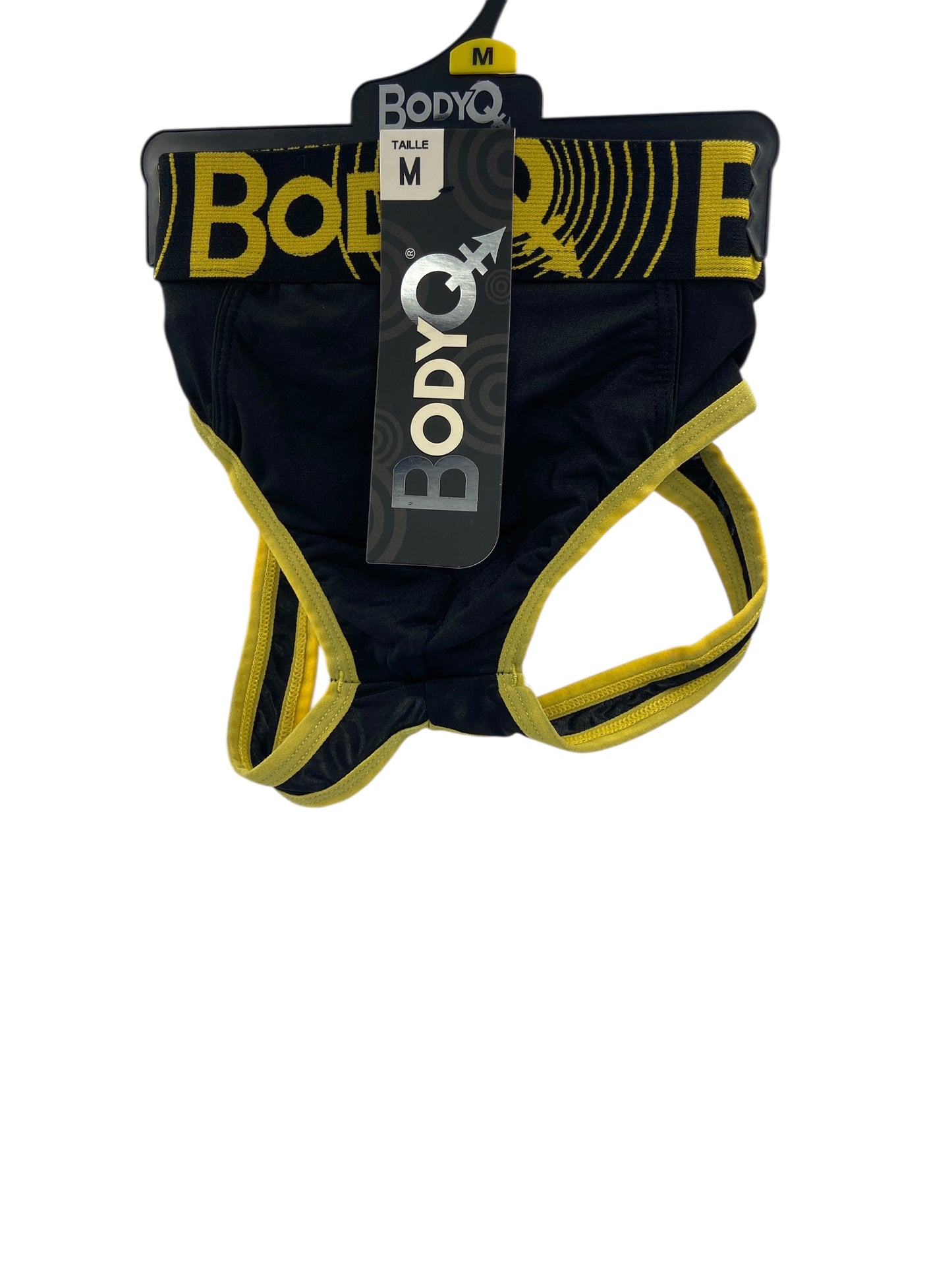 BodyQ Male Lingerie – Jockstrap Black Yellow Size S, M, L