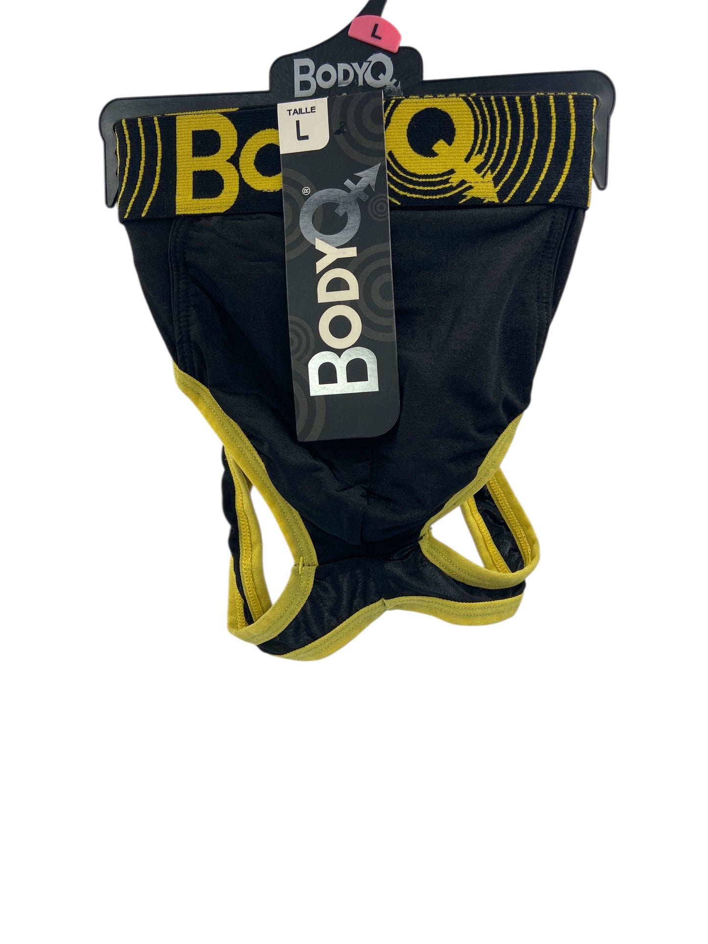 BodyQ Male Lingerie – Jockstrap Black Yellow Size S, M, L