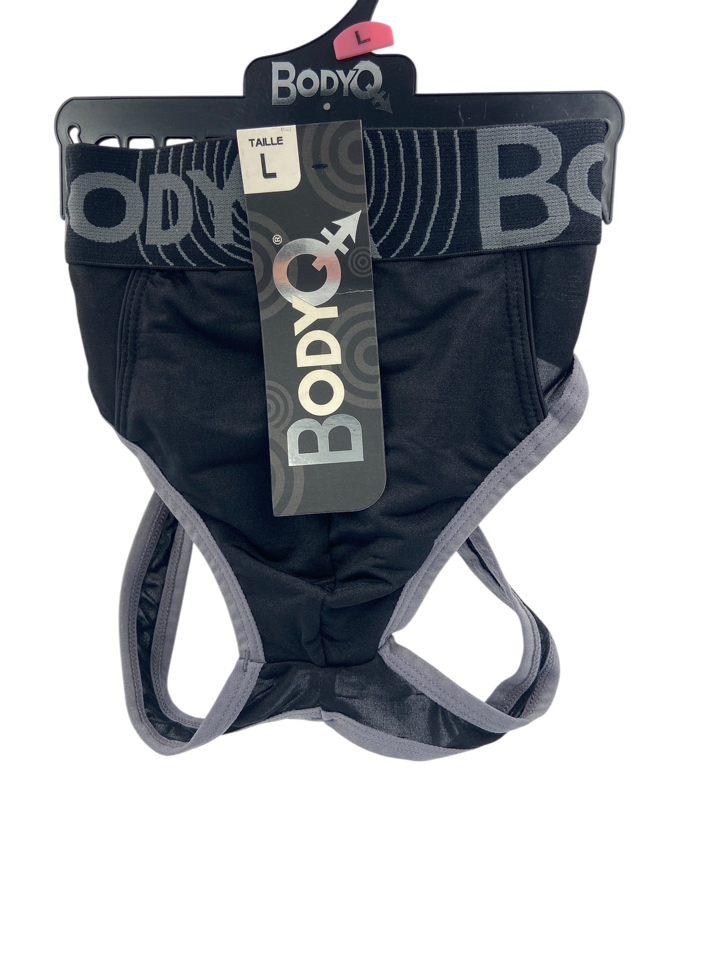 BodyQ Male Lingerie – Jockstrap Black Grey Size S, M, L, XL