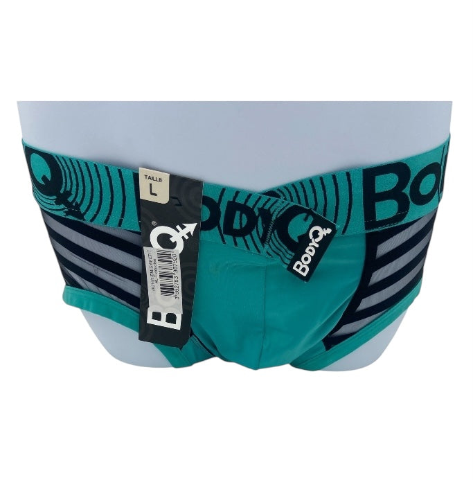 BodyQ Male Lingerie - Sexy Men’s Underwear Boxer – Aqua with Net Black - S/M/L
