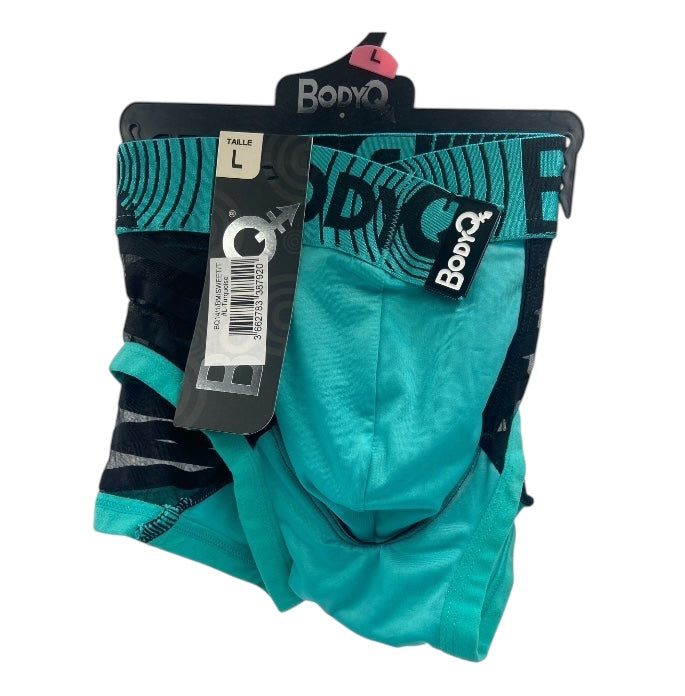 BodyQ Male Lingerie - Sexy Men’s Underwear Boxer – Aqua with Net Black - S/M/L