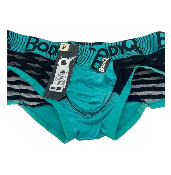 BodyQ Male Lingerie - Sexy Men’s Underwear Boxer – Aqua with Net Black - S/M/L