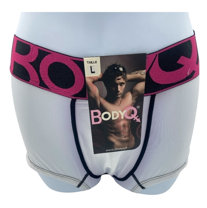 BodyQ Male Lingerie - Sexy Men’s Underwear Boxer – White Pink - XS/S/M/L
