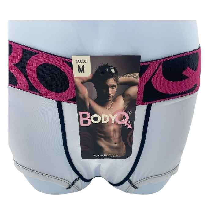 BodyQ Male Lingerie - Sexy Men’s Underwear Boxer – White Pink - XS/S/M/L