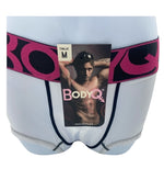 BodyQ Male Lingerie - Sexy Men’s Underwear Boxer – White Pink - XS/S/M/L