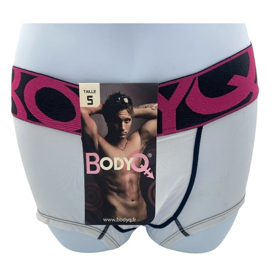 BodyQ Male Lingerie - Sexy Men’s Underwear Boxer – White Pink - XS/S/M/L