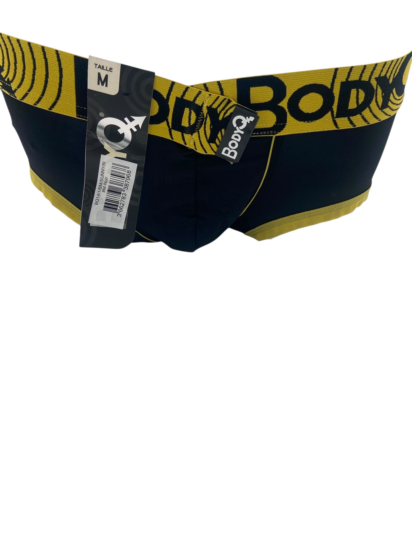 BodyQ Male Lingerie - Sexy Men’s Underwear Boxer – Black Yellow - S/M/L/XL
