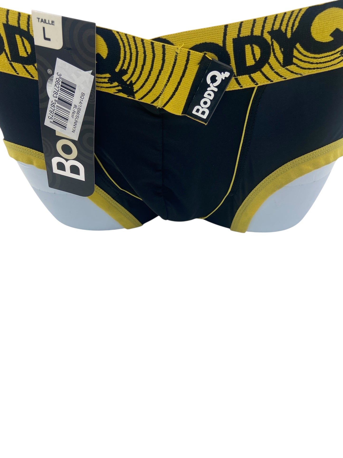 BodyQ Male Lingerie - Sexy Men’s Underwear Boxer – Black Yellow - S/M/L/XL