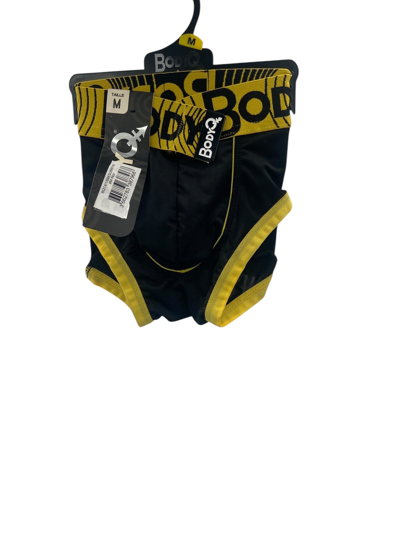 BodyQ Male Lingerie - Sexy Men’s Underwear Boxer – Black Yellow - S/M/L/XL
