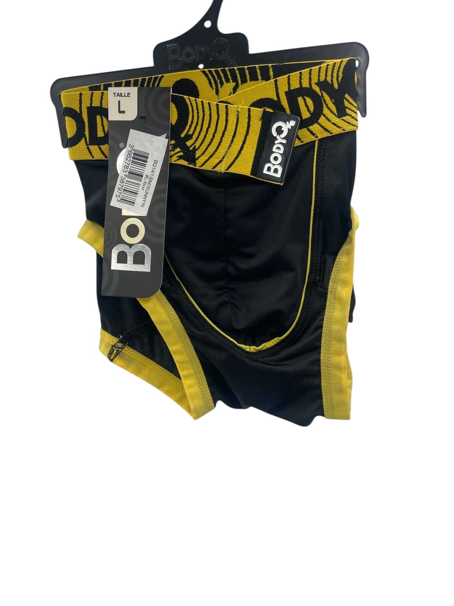 BodyQ Male Lingerie - Sexy Men’s Underwear Boxer – Black Yellow - S/M/L/XL